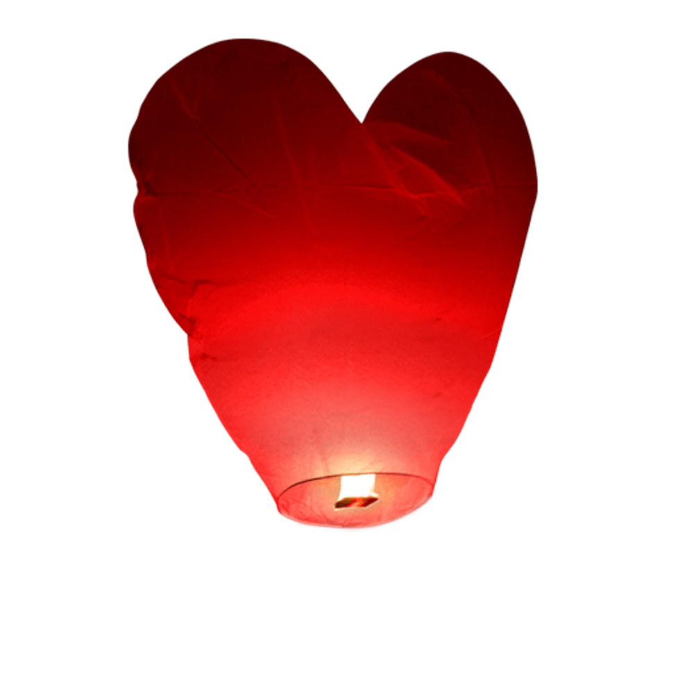 Lanternes Volantes JRing - Cœur Rouge - Lot De 5 - Papier Biodégradable - Pour Fêtes