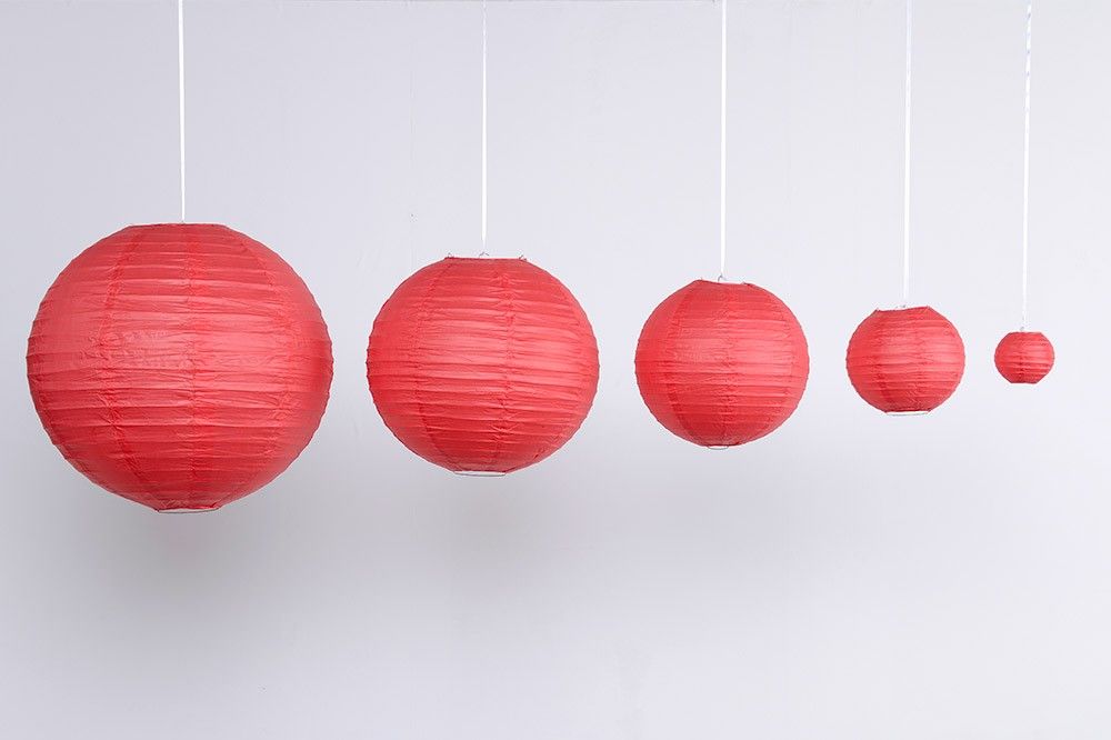Dlm Suspension Boule Japonaise En Papier Ajour Rouge Pas Cher